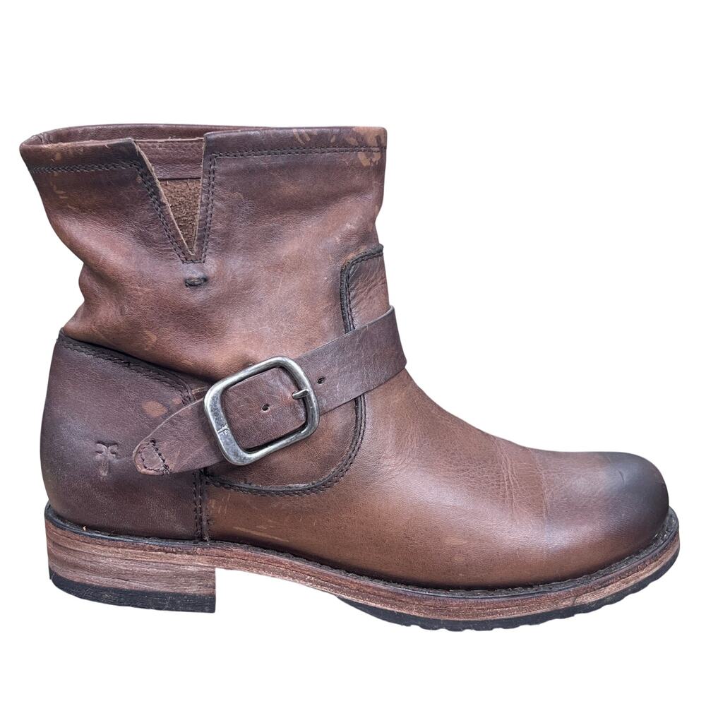 Frye Women’s Melissa Brown Leather Engineer Biker Boots Size 7 B